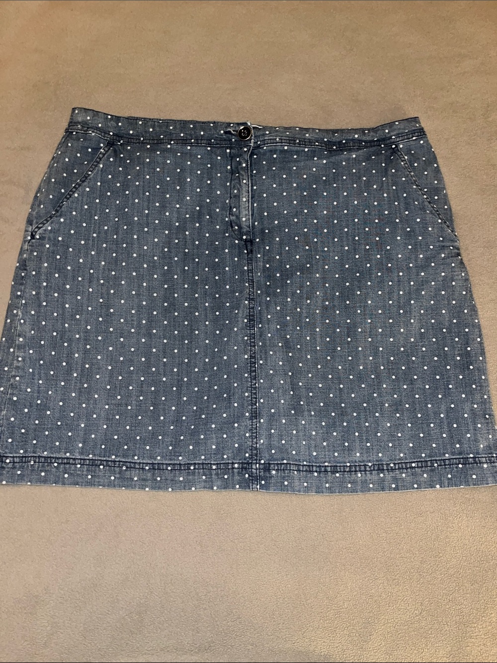 Karen Scott Blue Polka Dot Denim Skort